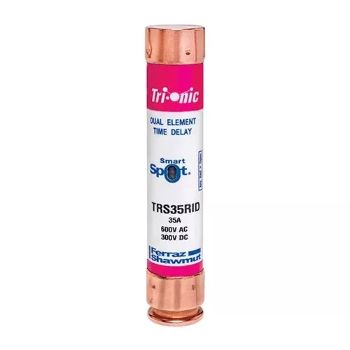 Mersen TRS35RID, TRS-R Class RK5 Time-Delay Ferrule Fuse, 600VAC/300VDC, 35A, with SmartSpot Blown Fuse Indicator