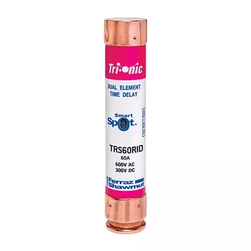 Mersen TRS60RID, TRS-R Class RK5 Time-Delay Ferrule Fuse, 600VAC/300VDC, 60A, with SmartSpot Blown Fuse Indicator