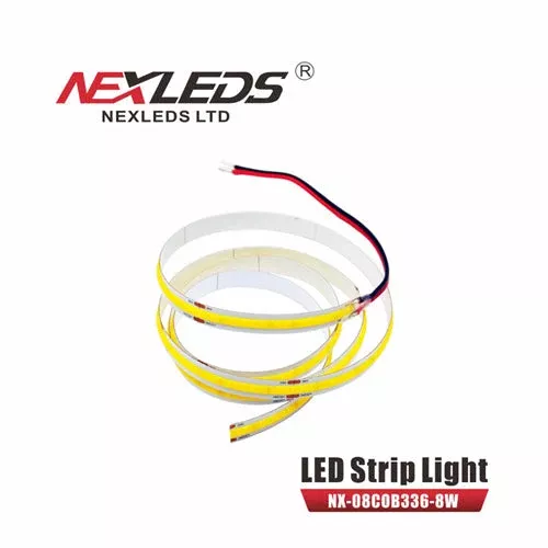 NEXLEDS NX-08COB320-8W-5K-IP65, LED 8MM COB Tape LightIP65 Waterproof, 24VDC, 770LM/W, 5000K Natural Light, 8W/M, White Color