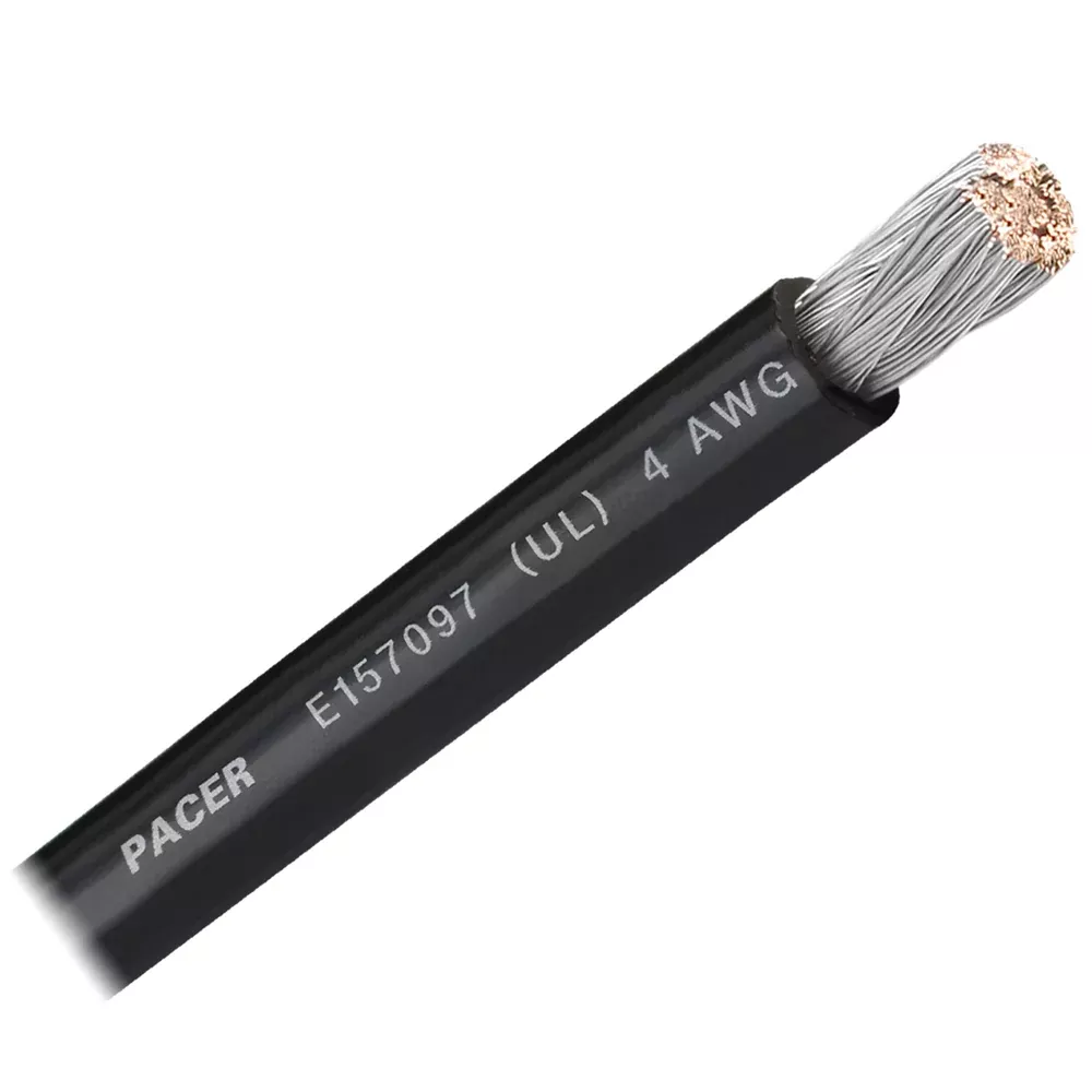 Pacer Black 4 AWG Battery Cable - Sold By The Foot[WUL4BK-FT]