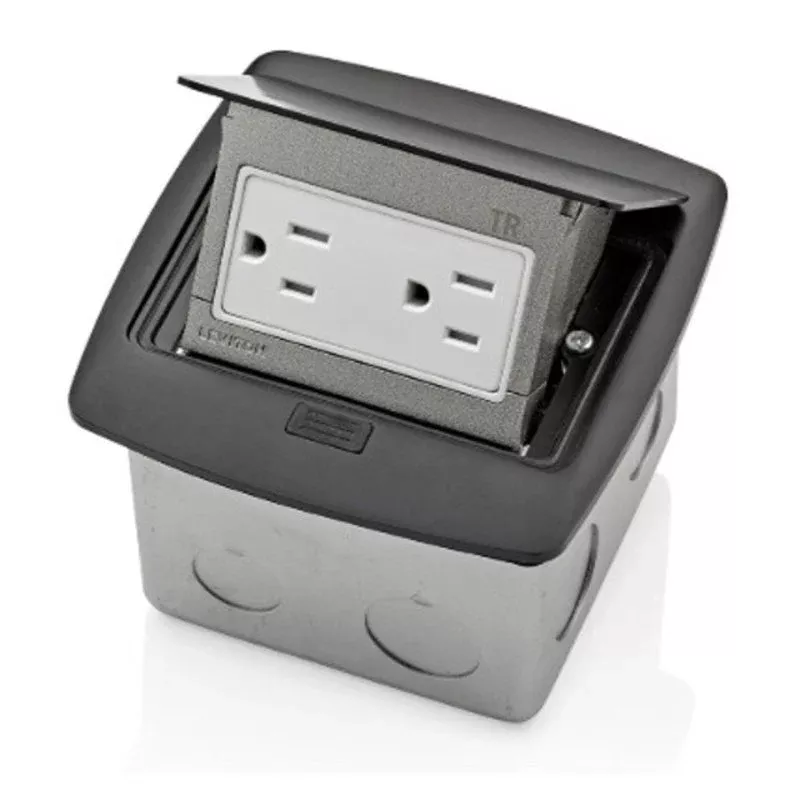 Pop-Up Floor Box with Tamper-Resistant Outlet By Leviton PFTR1-MB