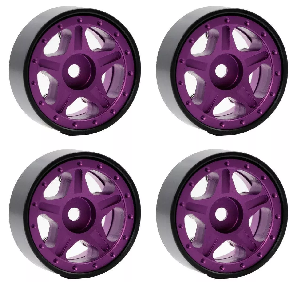 Powerhobby Z2 1.0″ Aluminum Beadlock Crawler Wheels Purple 1/24 Axial SCX24 C10