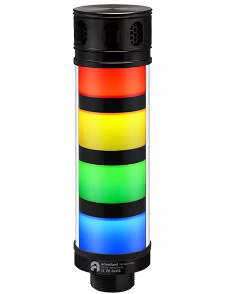 Qronz T50-ARYGB-QD24 52 mm 4 Stack LED Tower Light, Quick Disconnect, 24V, w/ Adjustable Alarm