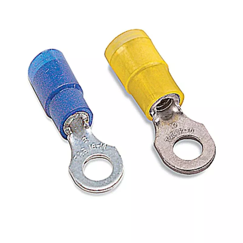 Ring Terminal, Nylon Insulated, 12 to 10 AWG, #8 Stud By Thomas & Betts RC10-8
