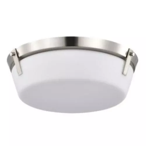 Satco 60-7760, ROWEN 3 LIGHT FLUSH MOUNT, 120V, 60W, Brushed Nickel Finish, Etched White Glass