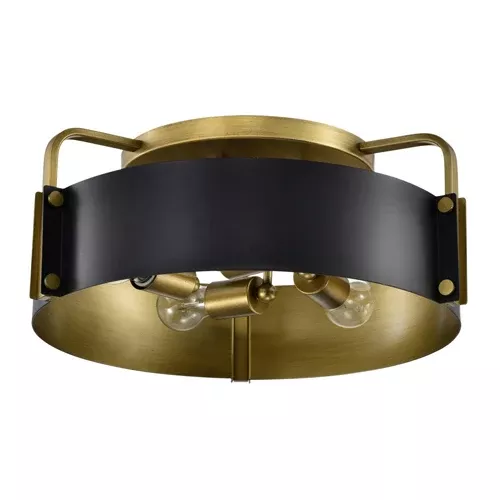 Satco 60-7841, ALTOS 4 LIGHT 18" SEMI FLUSH, 120V, 60W, Matte Black and Natural Brass Finish