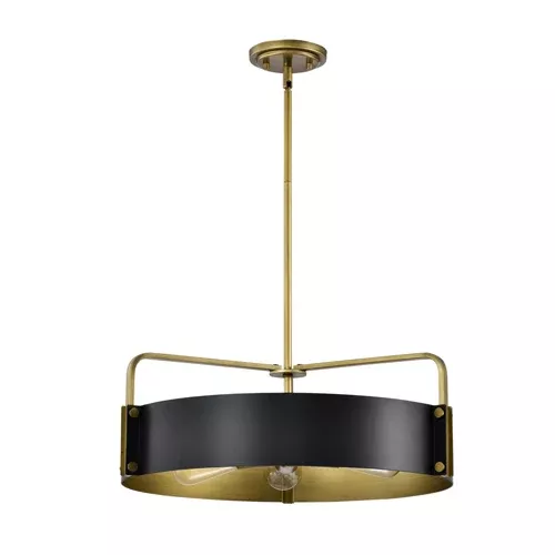 Satco 60-7844, ALTOS 5 LIGHT LARGE PENDANT, 120V, 60W, Medium Base, Matte Black and Natural Brass Finish
