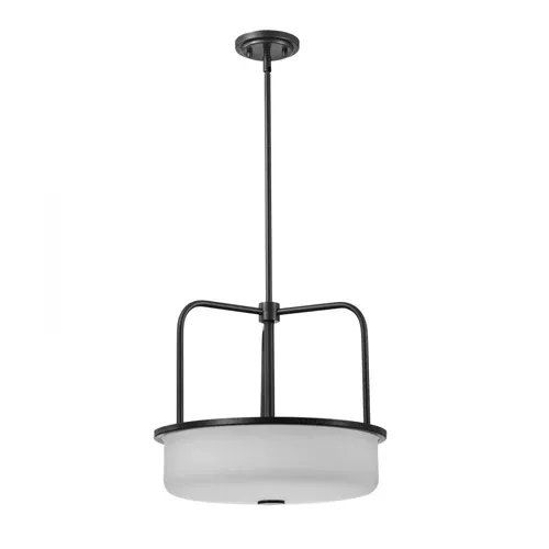 Satco 60-8037, WARREN 17" PENDANT, 120V, 60W, Medium Base, Gun Metal with Satin White Glass