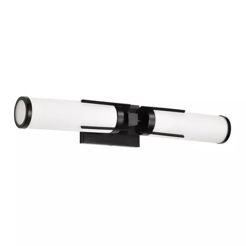 Satco 60-8052, ROSELLE 2 LIGHT VANITY, 120V, 60W, Medium Base, Matte Black with White Glass
