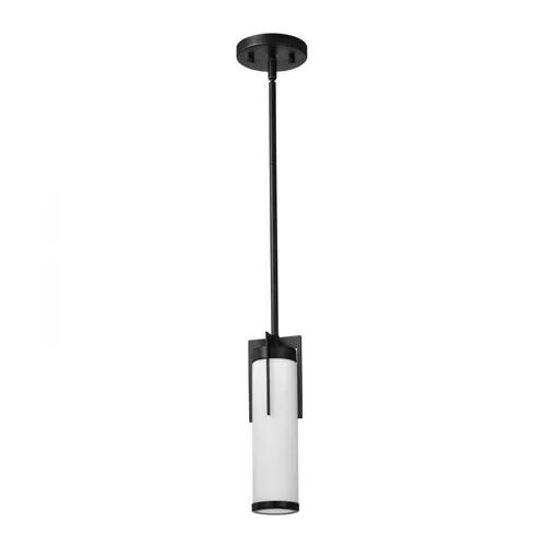 Satco 60-8053, ROSELLE MINI PENDANT, 120V, 60W, Medium Base, Matte Black with White Glass