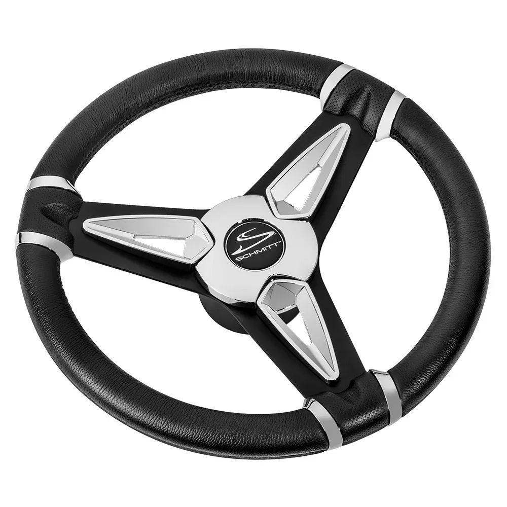Schmitt Marine PU50 14″ Wheel – Chrome CapSpoke Inserts – Black Spokes – 3/4″ Tapered Shaft [PU501404]