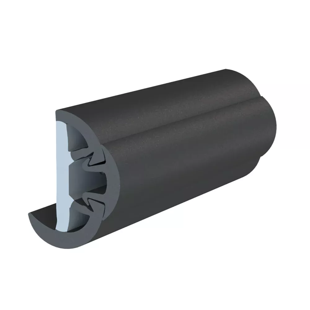 TACO SuproFlex Rub Rail Kit w/Flex Vinyl Overlay Insert – 2″H x 1-1/4″W x 60’L – Black w/Black Insert [V11-9993BBK60-2]