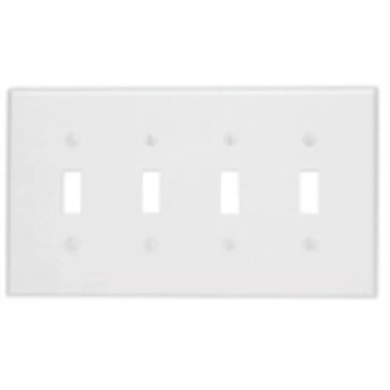 Toggle Wallplate, 4-Gang, Nylon, White, Midway By Leviton PJ4-W