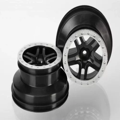 Traxxas 5884 Split-Spoke SCT Rear Wheel (Black /Satin Chrome Beadlock) (2)