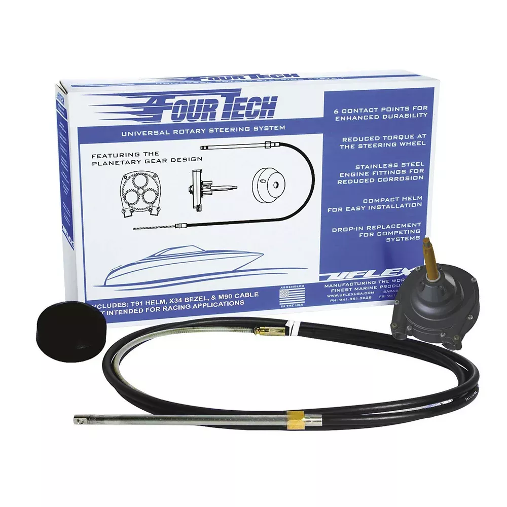 Uflex Fourtech 15 Black Mach Rotary Steering System w/Helm, BezelCable [FOURTECHBLK15]