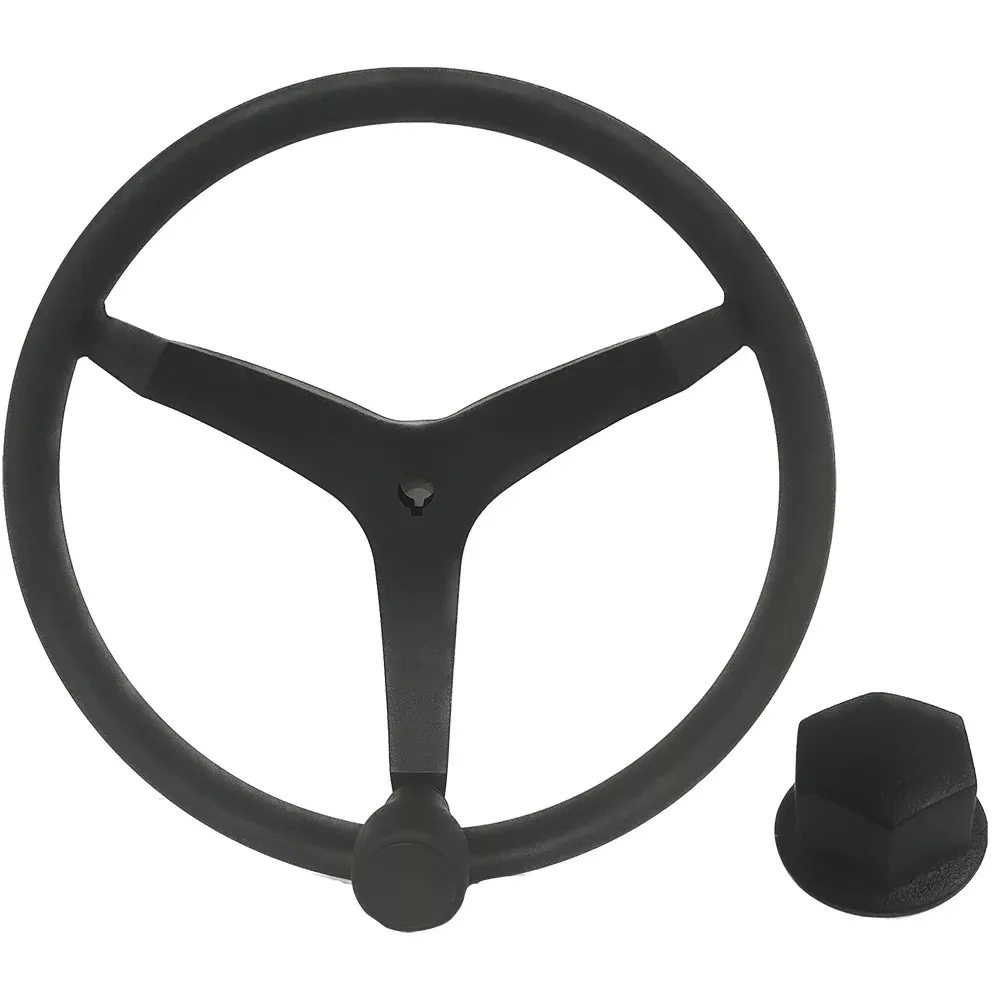 Uflex – V46 – 13.5″ Stainless Steel Steering Wheel w/Speed KnobChrome Nut – Black [V46B KIT]