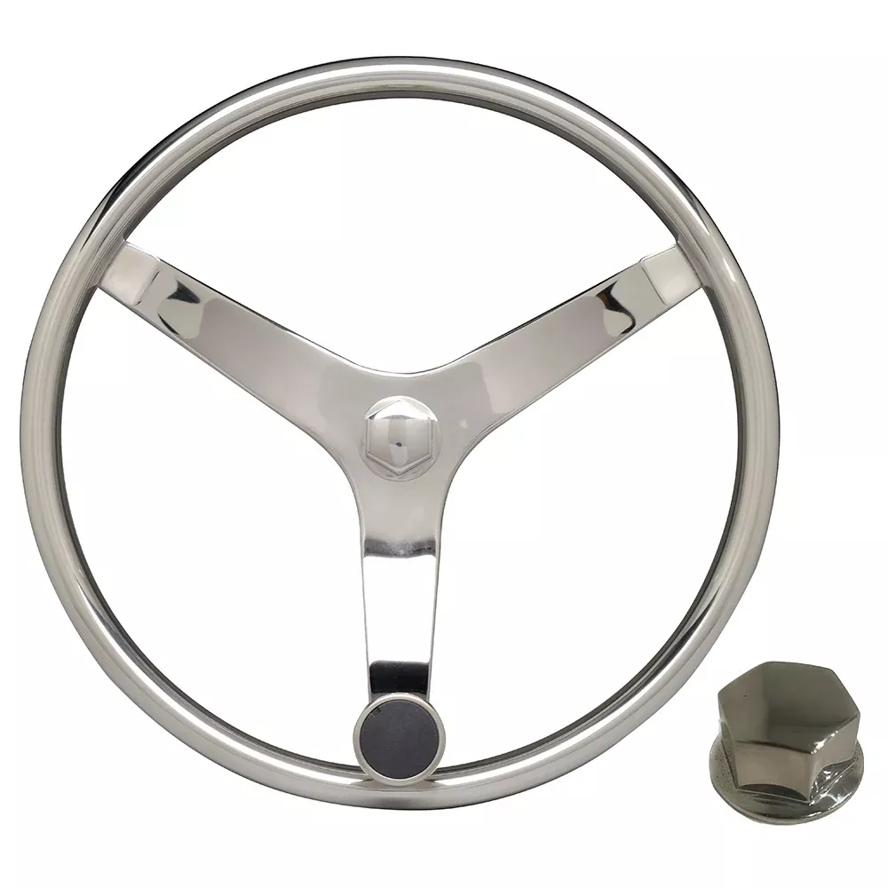Uflex – V46 – 13.5″ Stainless Steel Steering Wheel w/Speed KnobChrome Nut [V46 KIT]
