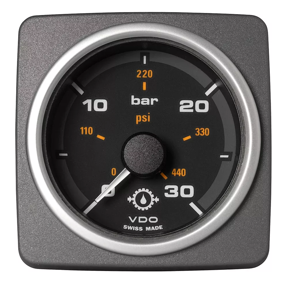 Veratron 52 MM (2-1/16″) AcquaLink Transmission Oil Pressure 30 Bar/440 PSI – Black DialBezel [A2C59501937]
