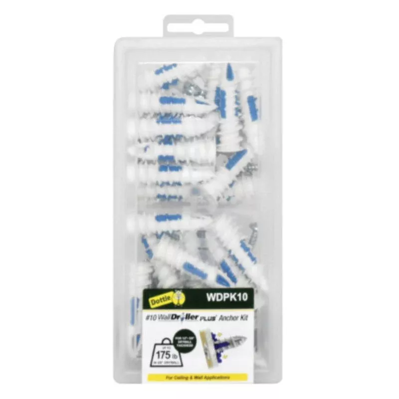 Walldriller Plus Anchor Kit, Nylon, Pan Head, #10 x 1-3/4″ By Dottie WDPK10