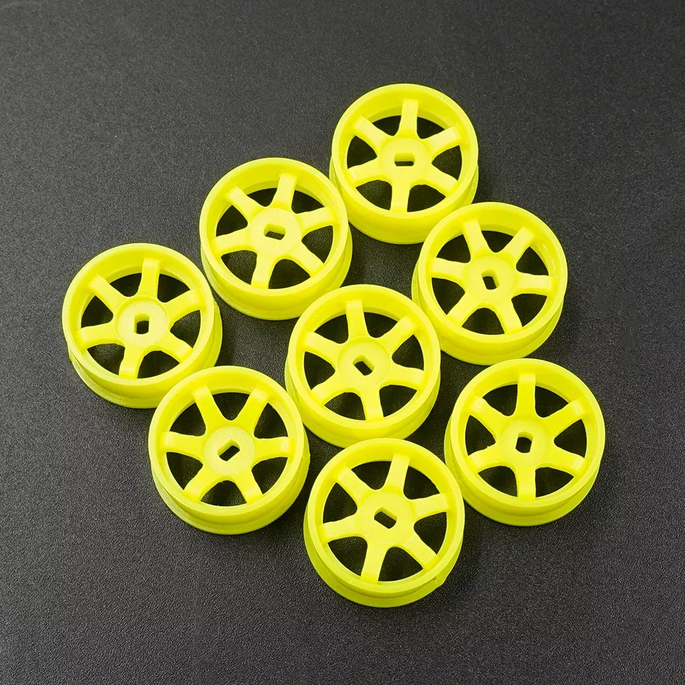 Yeah Racing WL-0145FYW PLASTIC NARROW RIM SET 8.5MM (OFFSET 0 +1 +2 +3) FLORESCENT YELLOW FOR 1/28 AWD MINI-Z